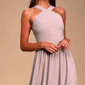 Lulu's Air of Romance Taupe Maxi Dress